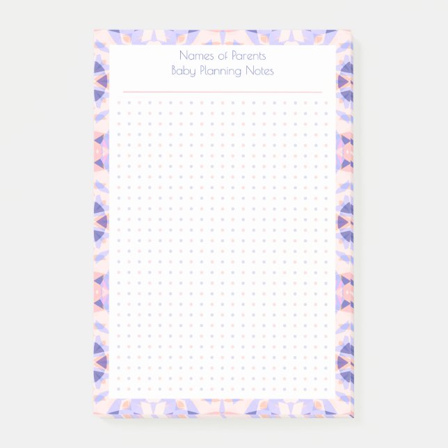 Post-it® Personnalisé Pretty Purple Dot Grid Nouveau Maman  (Devant)