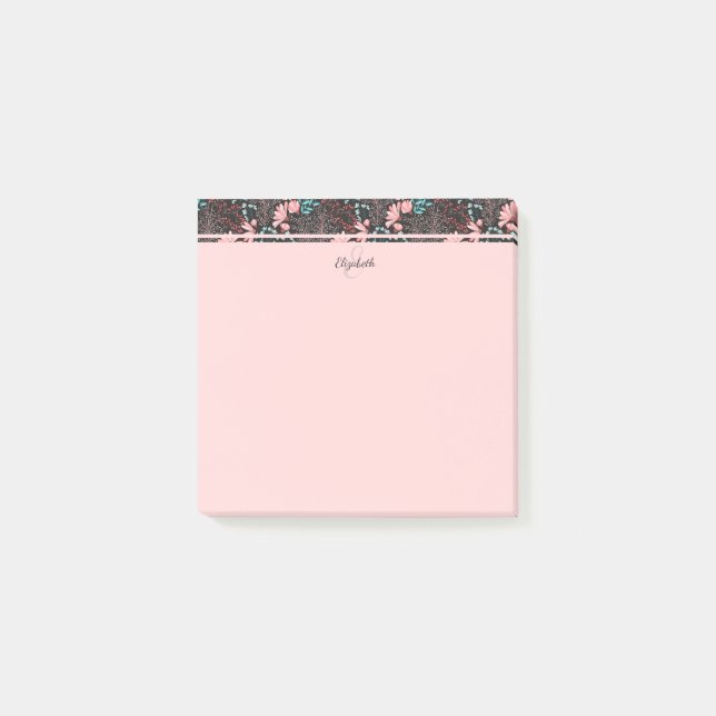Post-it® Personnalisé rose et Turquoise floral foncé (Devant)