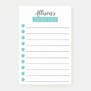 Post-it® Personnalisé Turquoise Bleu à faire Liste Post-i