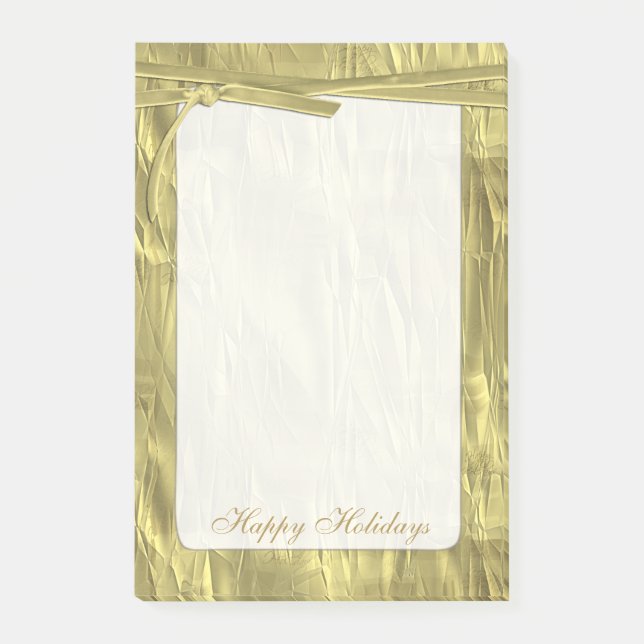 Post-it® Personnaliser "Happy Holidays" Gold Crumpled Papie (Devant)