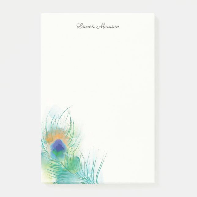 Post-it® Personnaliser la note Aquarelle Peacock Feather (Devant)
