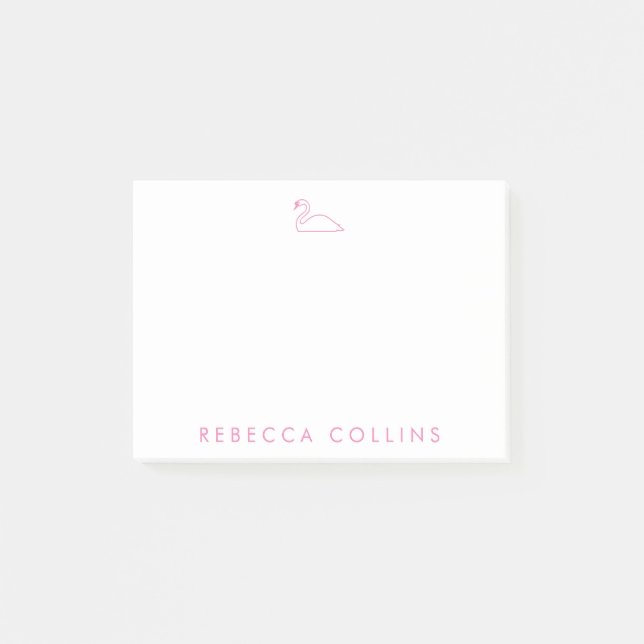 Post-it® Personnaliser le nom du script, Cygne, Rose (Devant)