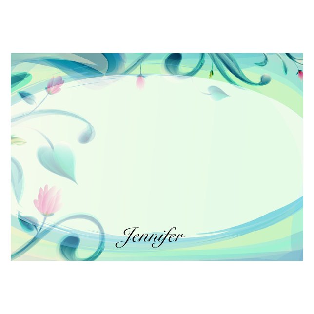 Post-it® Personnaliser le nom Plutôt vert floral mignon (Créateur téléchargé)