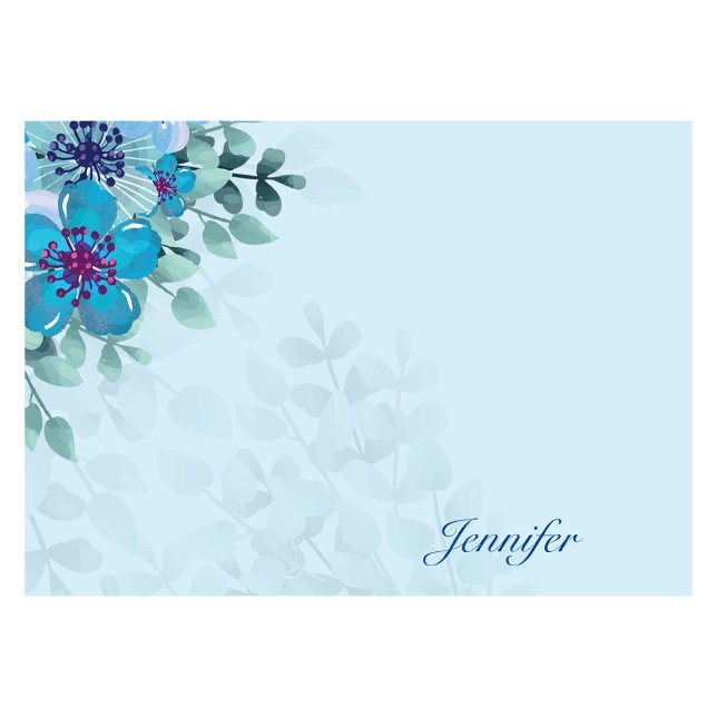 Post-it® Personnaliser Nom Fleurs Bleues Plutôt Personnalis (Créateur téléchargé)