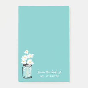 Post-it® Personnaliser Note Turquoise Mason Jar White Daisy