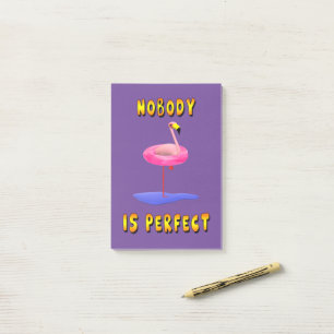 Post-it® Personne n'est parfait - flamant avec anneau de na