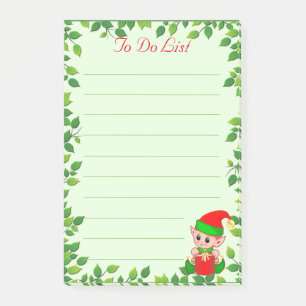 Post-it® Petit Elfe Mignon & Cadre de Feuille Verte sur Fon