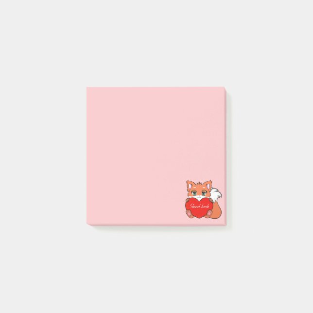 Post-it® Petit Fox mignon sur des notes rose pâle (Devant)