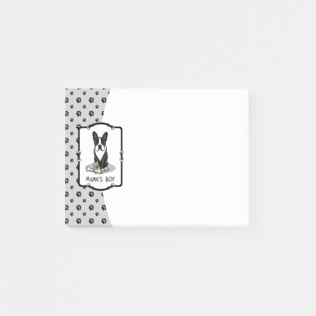 Post-it® Petit Mama's Boy Boston Terrier (noir) (Devant)