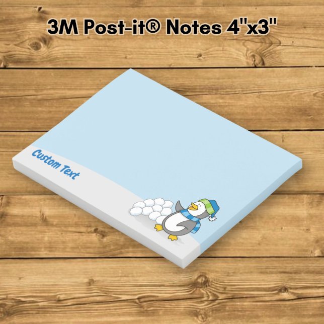 Post-it® Petit manchot avec boule de neige faisant signe av (Créateur téléchargé)