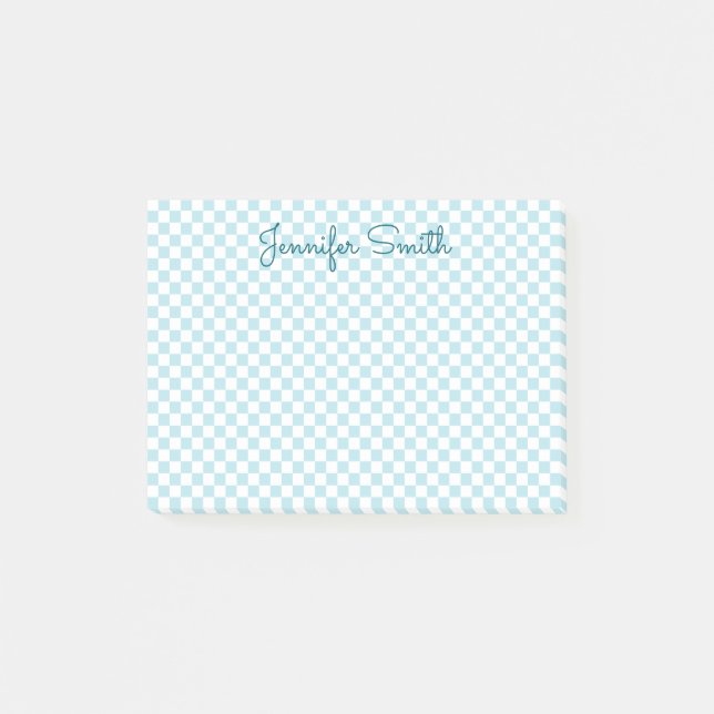 Post-it® Petit œuf de merle bleu clair à carreaux (Devant)