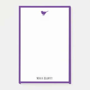 Post-it® Petit oiseau mauve brillant et bordure en blanc