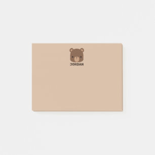 Post-it® Petit ours Brown mignon avec nom personnalisé