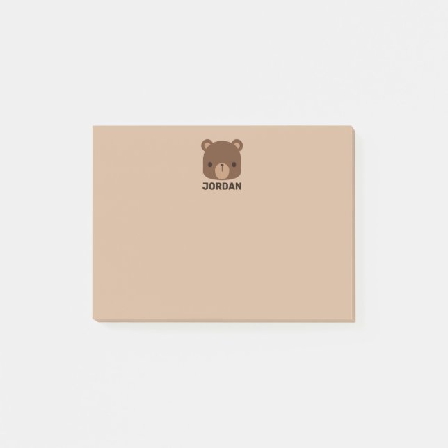 Post-it® Petit ours Brown mignon avec nom personnalisé (Devant)