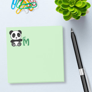 Post-it® Petit panda mignon avec Monogramme à bâtonnet de b
