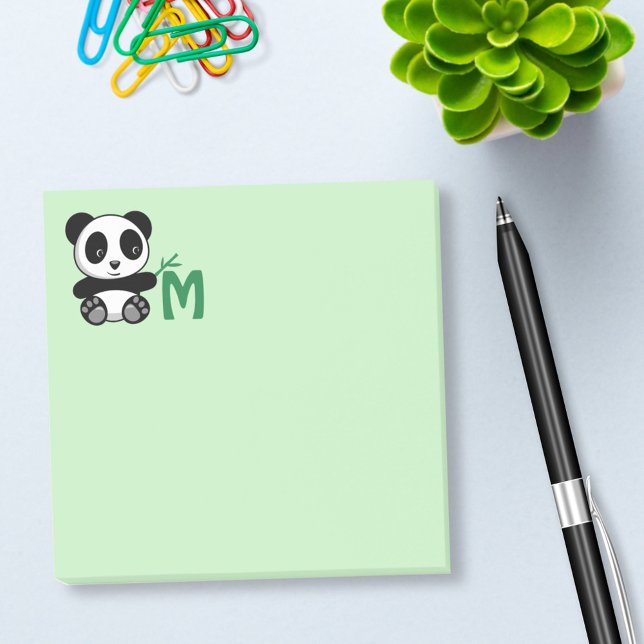 Post-it® Petit panda mignon avec Monogramme à bâtonnet de b (Créateur téléchargé)