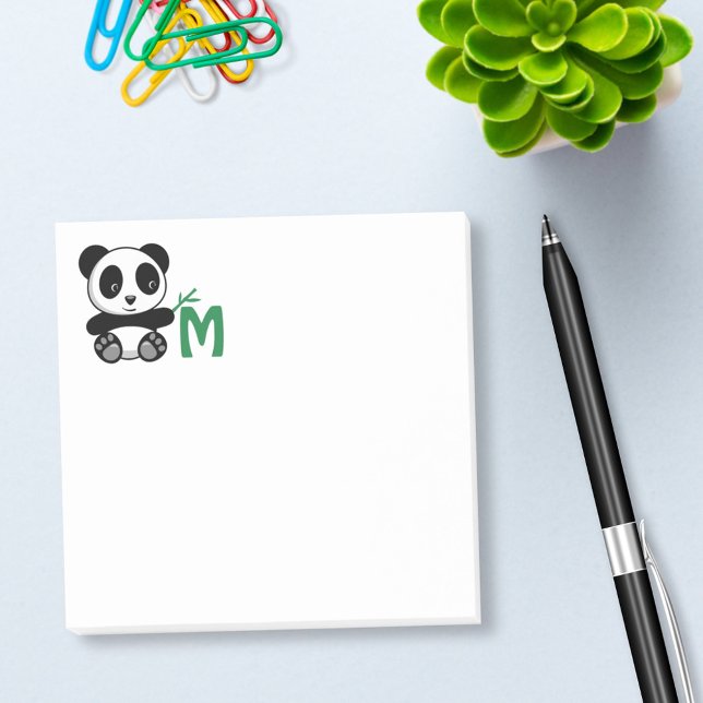 Post-it® Petit panda mignon avec Monogramme à bâtonnet de b (Créateur téléchargé)