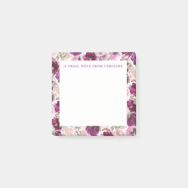 Post-it® Petit pense-bête rose floral aquarelle (Devant)