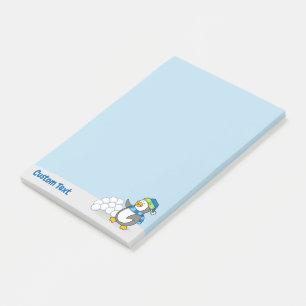 Post-it® Petit pingouin avec boules de neige agitant Post-i