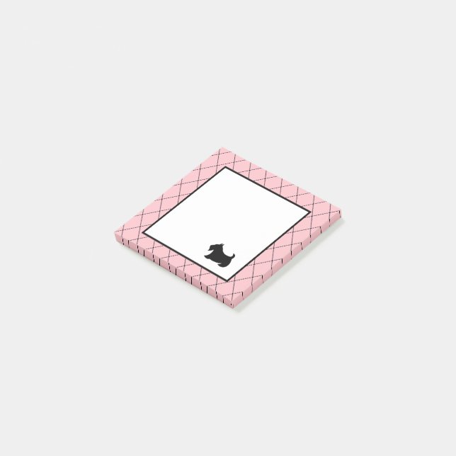 Post-it® Petit Pink Scottish Terrier Post Il Notes (Incliné)