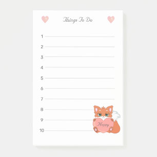 Post-it® Petit renard et liste de choses à faire lignées