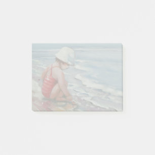 Post-it® Petite fille avec casquette blanc à la plage