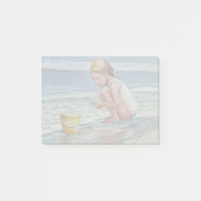 Post-it® Petite fille beachcomber avec seau jaune (Devant)