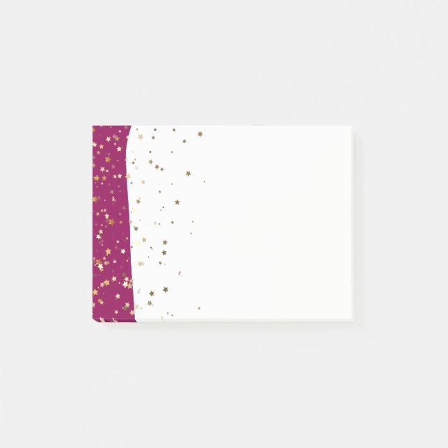Post-it® Petite Golden Stars Wave Post-it-Notes-framboise (Devant)