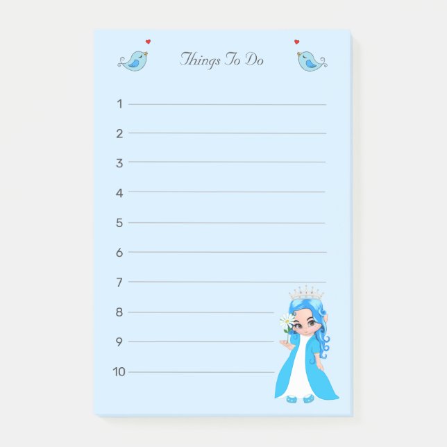 Post-it® Petite princesse sur des choses bleu clair à faire (Devant)
