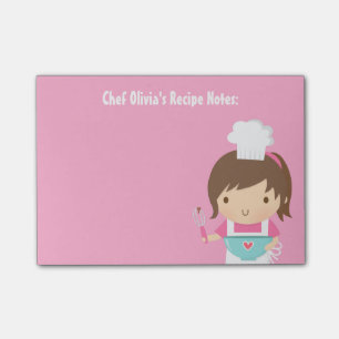 Post-it® Petite recette mignonne de fille de Baker de chef