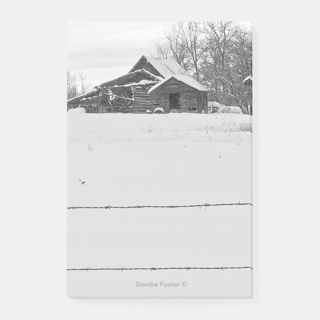 Post-it® Petites Cabines Avec Palissade D'Hiver (Devant)