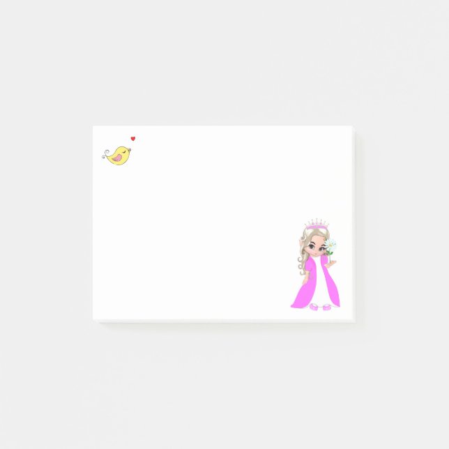 Post-it® Petites notes adhésives princesse et oiseau mignon (Devant)