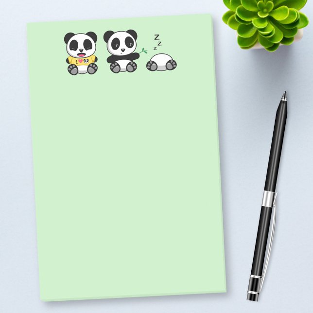 Post-it® Petites pandas mignonnes sur vert (Créateur téléchargé)