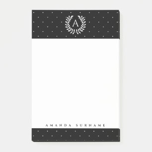Post-it® Petits points noirs sur fond blanc avec monogramme