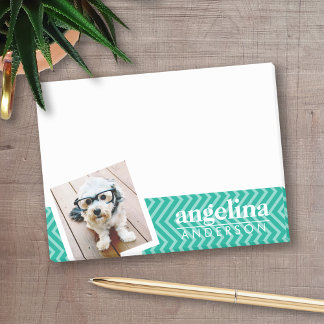 Post-it® Photo avec Modern Chevron Pattern and Custom Nom