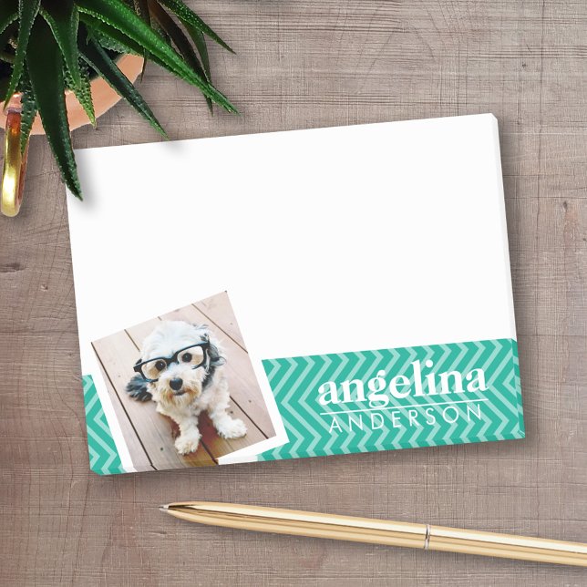 Post-it® Photo avec Modern Chevron Pattern and Custom Nom (Personalized post-it notes with an area to add your name or other text)