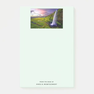 Post-it® Photo de cascade islandaise verte et naturelle