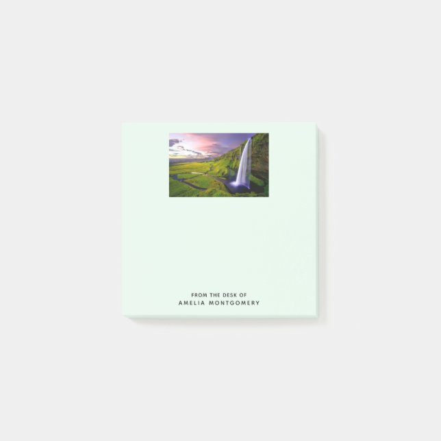 Post-it® Photo de cascade islandaise verte et naturelle (Devant)