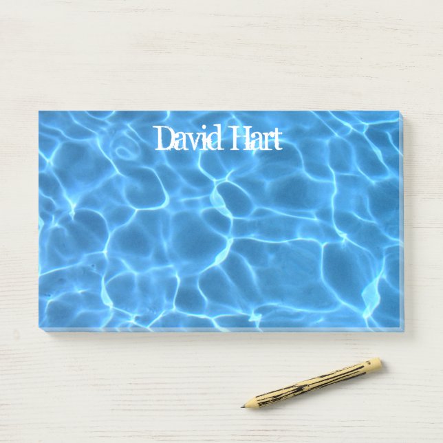Post-it® Photo de piscine Aqua Blue (Sur un bureau)