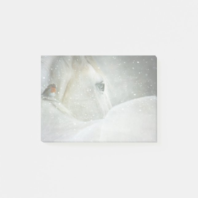 Post-it® Photo d'un magnifique cheval blanc en hiver (Devant)