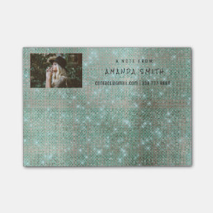 Post-it® Photo Glam personnalisé Turquoise Sparkly Diamond 
