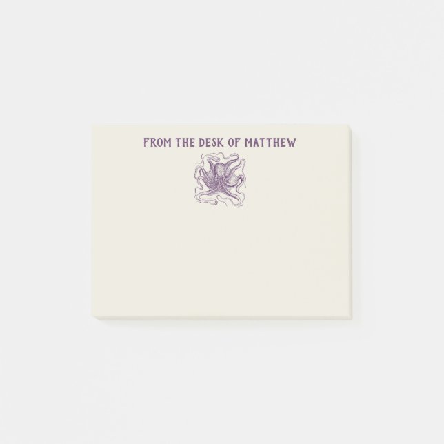 Post-it® Pieuvre marine personnalisée violet et crème (Devant)