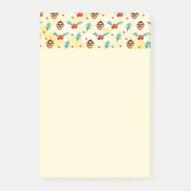 Post-it® Pine Cones et Motif de Noël Holly (Devant)