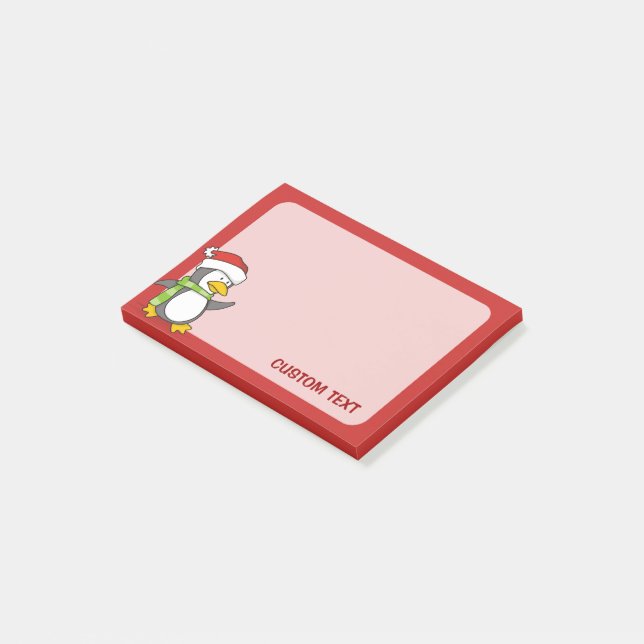 Post-it® Pingouin de Noël marchant sur la neige (Incliné)