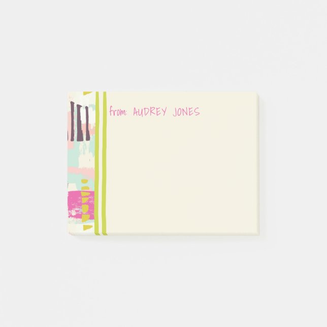 Post-it® Pink and Chartreuse Nom de l'art Abstrait (Devant)