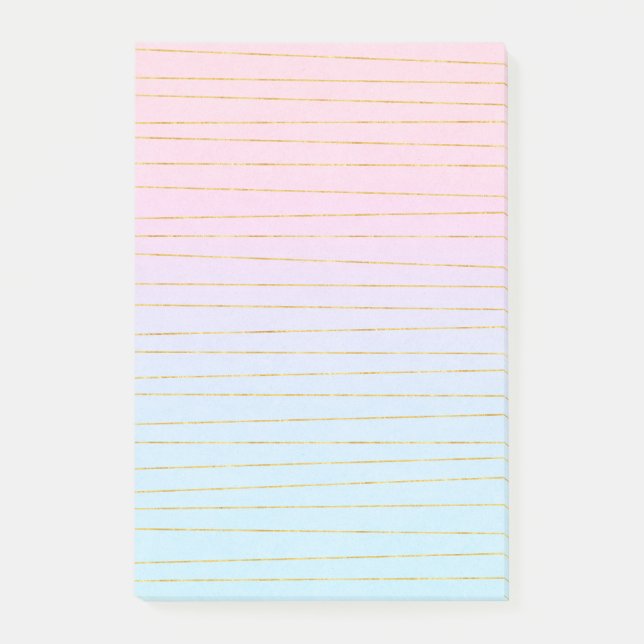 Post-it® Pink Blue Pastel dégradé avec Gold Lines (Devant)