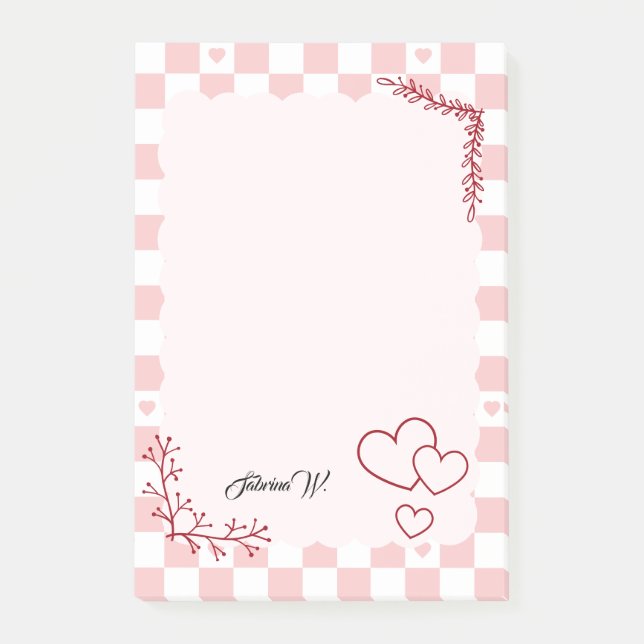 Post-it® Pink Checkered Pattern Background Post-It Notes (Devant)