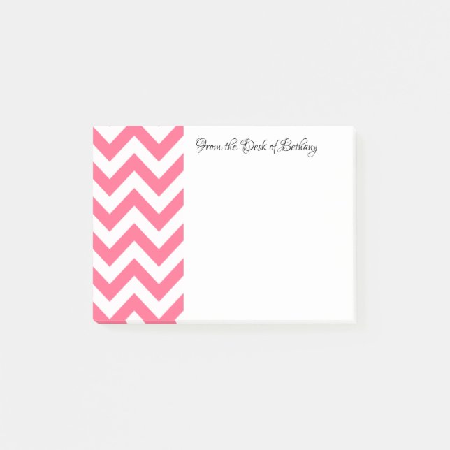 Post-it® Pink Chevron Personnalisé Post Notes (Devant)