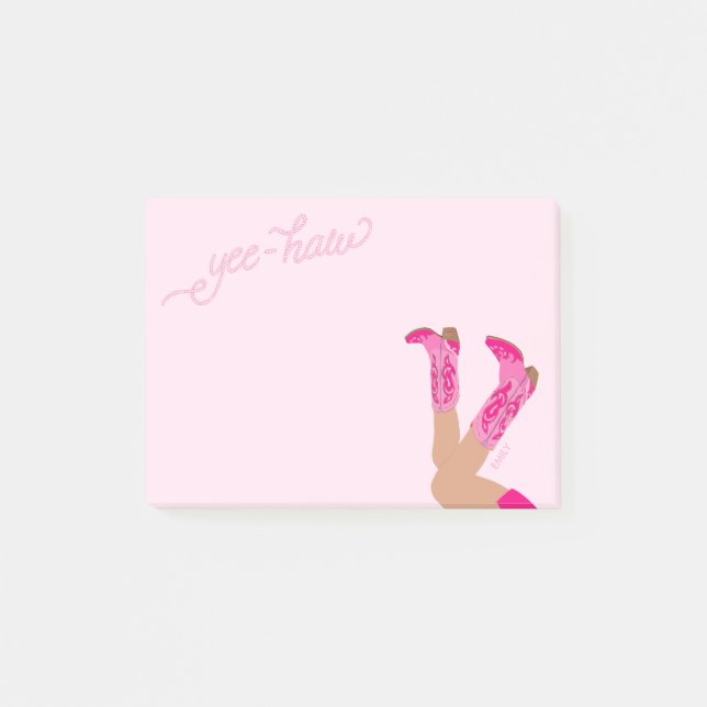 Post-it® Pink Cowgirl Custom Name  (Devant)