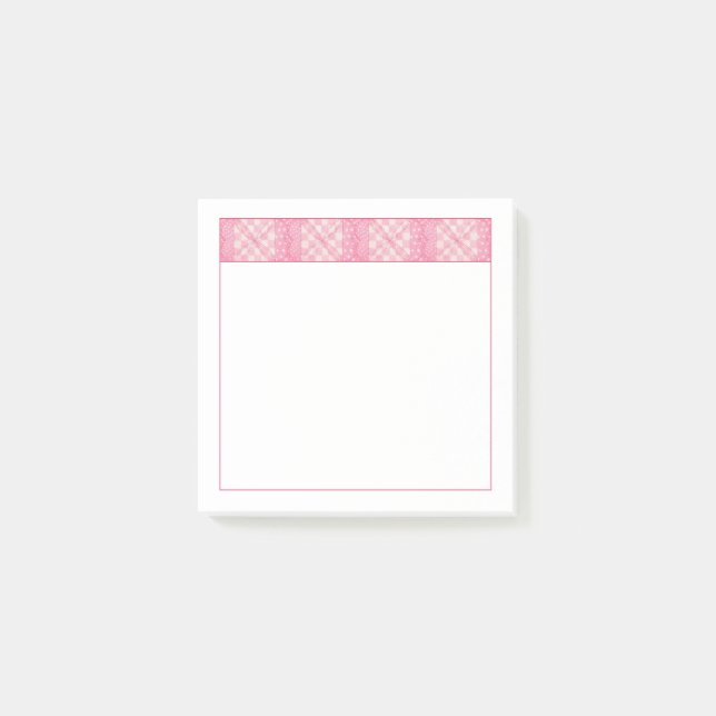 Post-it® PINK HEART QUILT 3x3 Post It Notepad (Devant)